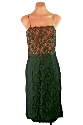 VTG 60s Leslie Fay Original Lace Sheath Sexy Evening Wiggle Black Dress Sz S/M - Image 1 of 4