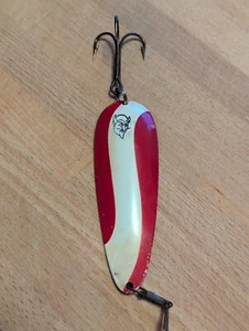 Esca vintage Eppinger Dardevle con scatola #16 1 oz - rosso, bianco, nichel - Foto 1 di 9