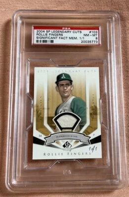 2004 SP Legendary Cuts Rollie Fingers Game Used Jersey 1/1 one of one PSA 8  - Image 1 of 4