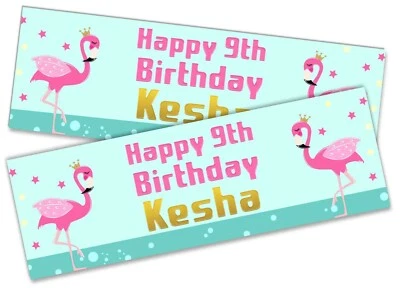  x2 Bandera de Cumpleaños Personalizada Diseño Flamingo Niños Fiesta Decoración 168 Foto 1 de 4