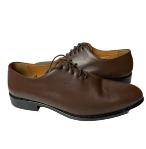 Hockerty Mens Brown Leather Oxfords Made in Spain Lace Up Dress Shoes Sz 46 EUC - Picture 1 of 11