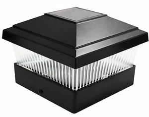 Garden Solar Black Post Deck Fence Cap Lights SMD LED Vinyl/PVC Wood Post 5X5 - Picture 1 of 63