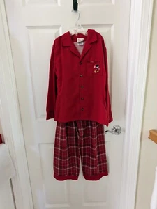 NWT Vintage Disney Store PJ 2-piece Set size M (7/8) Long Sleeve solid red... - Picture 1 of 14