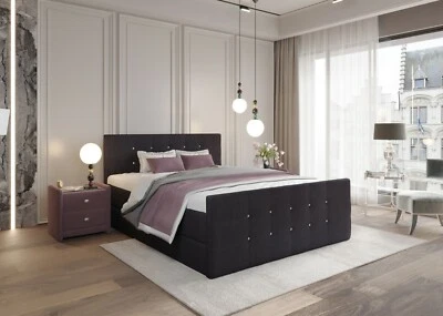 Boxspringbett Schlafzimmerbett Bett 180x200 SCHWARZ Bettkasten + Topper SOFORT - Bild 1 von 4