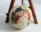Vintage Decoupage Paper Mache Christmas Ornaments Victorian, Snowman Couple