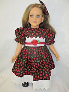 Handmade By Me, Dress and 1 Hairbow Made to Fit 23" My Twinn Dolls, Black Floral