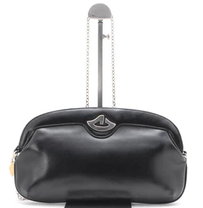 Gucci Clutch shoulder bag Purse Bag Black calf leather Authentic - Picture 1 of 23