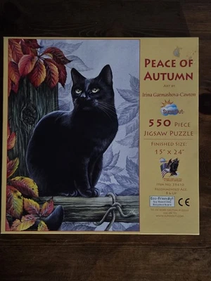 PAZ DE OTOÑO Irina Garmashova-Cawton SunsOut 550 piezas rompecabezas GATO NEGRO - NUEVO Foto 1 de 2