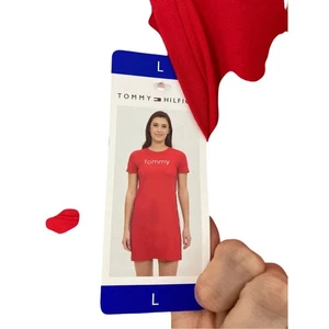 NWT Tommy Hilfiger Women's Large Short Sleeve Streetwear Shirt Dress - Picture 1 of 5