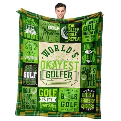 Golf Gifts for Men, Mens Golfing Gifts for Him, Golf 60" x 50" Green-golf - Image 1 of 4