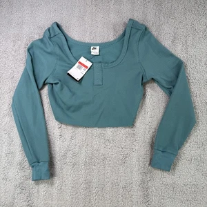 Nike Pullover Mujer Grande Tejido Gofre Corto Manga Larga Henley Top DV7834-379 - Imagen 1 de 8