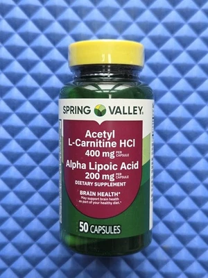  SPRING VALLEY Acetyl L-Carnitine HCI 400mg + Alpha Lipoic Acid 200mg 50 Ct 3/27 - Image 1 of 4