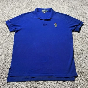 Polo Ralph Lauren Bear Collared Shirt Mens Large RL13 Cotton Mesh Y2k Vtg - Picture 1 of 9