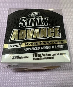 Sufix Advance Clear/Transparent 10lb Hyper Copolymer Monofilament 330 Yard Mono - Picture 1 of 7