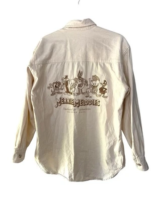 Vintage 1994 Looney Tunes Merrie Melodies Embroidered Shirt Size M Cream Cartoon - Image 1 of 4