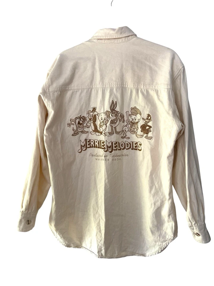 Camisa bordada vintage 1994 Looney Tunes Merrie Melodies talla M crema dibujos animados Foto 1 de 4