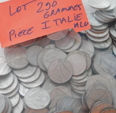 LOT 290 grammes de PIECES 5-10 LIRES italienne ITALIE monnaie en ALUMINIUM ALU - Photo 1/4
