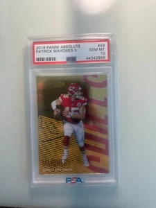 2018 Panini Absolute Patrick Mahomes II Gold Kansas City Chiefs #49 PSA 10 - Picture 1 of 2