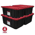 17 Gallon Snap Lid Storage Bin Container Tote Box Durable Plastic Black, Set 1