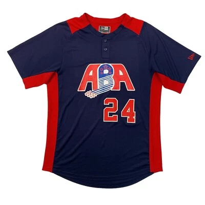 Camiseta de béisbol New Era ABA para hombre M mediana azul marino roja Henley manga corta Foto 1 de 4