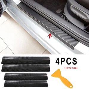 Car Door Sill Scuff Carbon Fiber Sticker Welcome Pedal Protect Accessorie + Tool - Foto 1 di 11