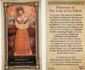Memorare to Our Lady of La Salette - Glossy Paperstock Holy Card - Picture 1 of 3