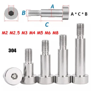M2 M2.5 M3 M4 M5 M6 M8 Stainless Steel Shoulder Bolts Screws - Allen Socket Head - Picture 1 of 7