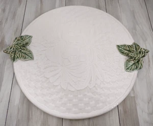 Vintage Bordallo Pinheiro Portugal Handled Cake Plate White w/Green Frogs 12.75" - Picture 1 of 3