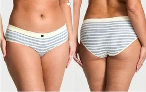 VICTORIA'S SECRET Logo Rib Cotton Hiphugger Panty, Cream Stripe XS S M L XL - Picture 1 of 1