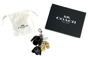 Llavero Coach Tachonado Bolso Rosa Té Dije Negro Crema 87055 Nuevo Raro - Imagen 1 de 11