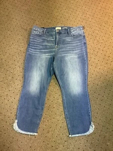 Jen 7 Jeans neu mit Etikett Gr.18 knöcheldünn Formen Panel Tulpe ausgefranster Saum - Bild 1 von 8