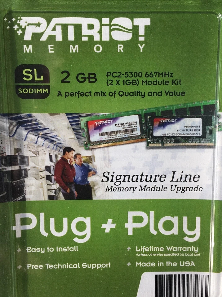 Patriot Memory 2x1GB Module kit PC2-5300 667MHz Sodimm Neu - Bild 1 von 1