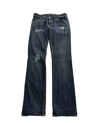 Jeans feminino Cult Of Individuality 26 azul karma reto desgastado cintura baixa - Imagem 1 de 4