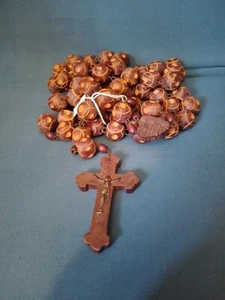 Très Grand Chapelet Souvenir de Pèlerinage de Lourdes en Bois Sculpté/CROIX/N°1 - Picture 1 of 3