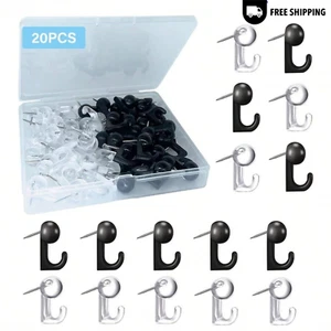 20pcs Push Pin Hooks Plastic Heads Cork Board Hooks Decorative Thumb Tacks Hook - Picture 1 of 10