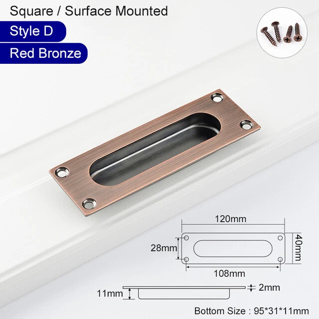 Recessed Door Handle Flush Pocket Hidden Door Knobs Cabinet Drawer Pull & Screws - Image 1 of 4