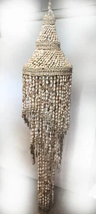 Vintage 6ft Sea Shell Chandelier Hanging Boho Beach Nautical Decor - Cowry Welk - Picture 1 of 12