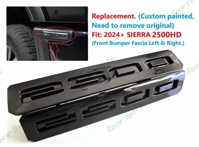 Gloss Black Front Bumper Fascia Fender 2500 Emblems 2024+ GMC SIERRA 2500HD - Image 1 of 4