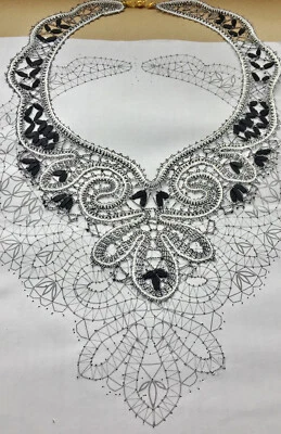 PATTERN for Lace necklace Russian Vologda Lace Full size. - Image 1 of 4