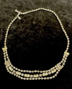Vintage Duane signierter klarer Strass Halsreif Halskette dreilagig - Bild 1 von 7