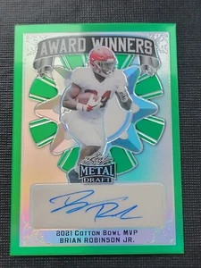 Brian Robinson Jr 2022 Leaf Metal Draft Award Winners Auto 5/10 Football Card  - Picture 1 of 10