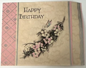 Vintage Birthday Card - Colorful Flowers And Butterfly - Picture 1 of 3