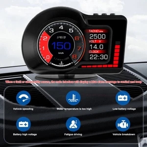 Display Alarm Car HUD Digital Gauge RPM Turbo Speedometer Temp Head Up GPS OBD2♡ - Picture 1 of 21
