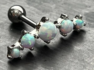 1pc Prong Set Five Opal Surgical Steel Tragus Helix Cartilage Ring 16g 1/4" - Picture 1 of 6