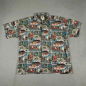 Kahala Shirt Mens XL Blue Santa Claus Surfing Christmas Hawaiian Button Up - Picture 1 of 6