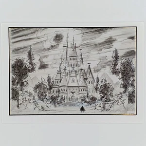 Beauty & the Beast Blank Notecard Castle Disney Archive Story Sketch Concept - Picture 1 of 4