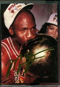 MICHAEL JORDAN 1993 "AUTOGRAPHED AMERICAN HOLDING 1991 CHAMPIONSHIP CARD #3 OF 5