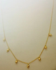 NUOVA COLLANA DONNA RAGAZZA ARGENTO 925 DORATA SFERE PALLINE MODA COLLIER FEMME - Foto 1 di 2