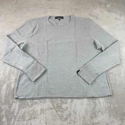 rag & bone Thermal Sweater Men 2XL Gray Davis Crewneck Merino Wool Linen Blend - Image 1 of 4