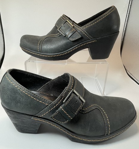 Mocassini donna CLARKS in pelle nera con cinturino fibbia misura 7 5M
